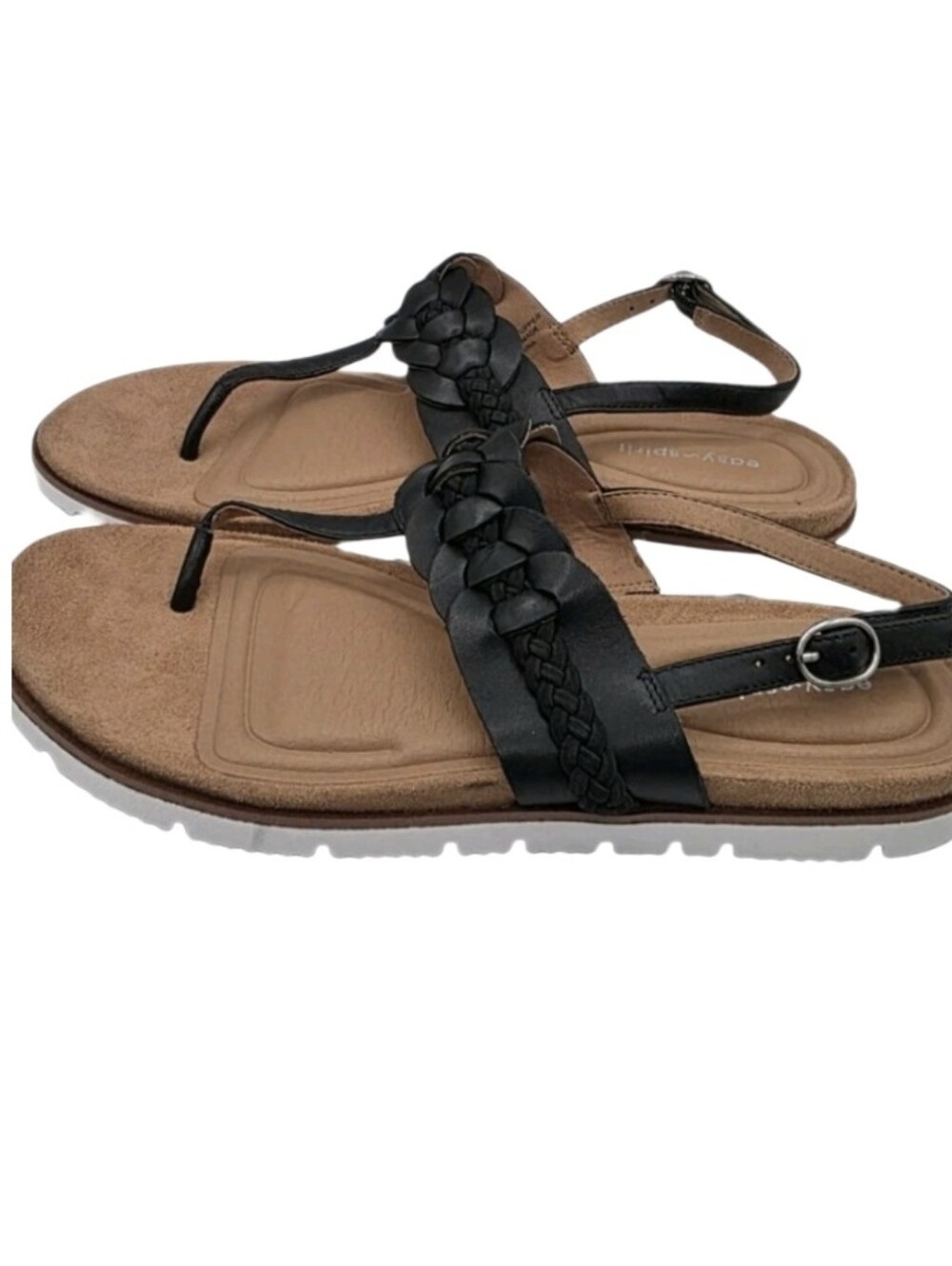 Easy Spirit Womens Elaine Leather Braided Thong Sandals Black Size 9 Shoes NEW - Picture 3 of 8